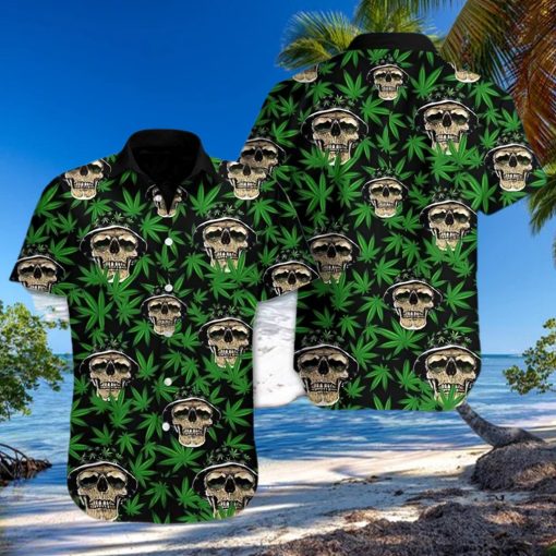 Mega Cool Skull Weed Cannabis Tropical Hawaiian Aloha Shirt