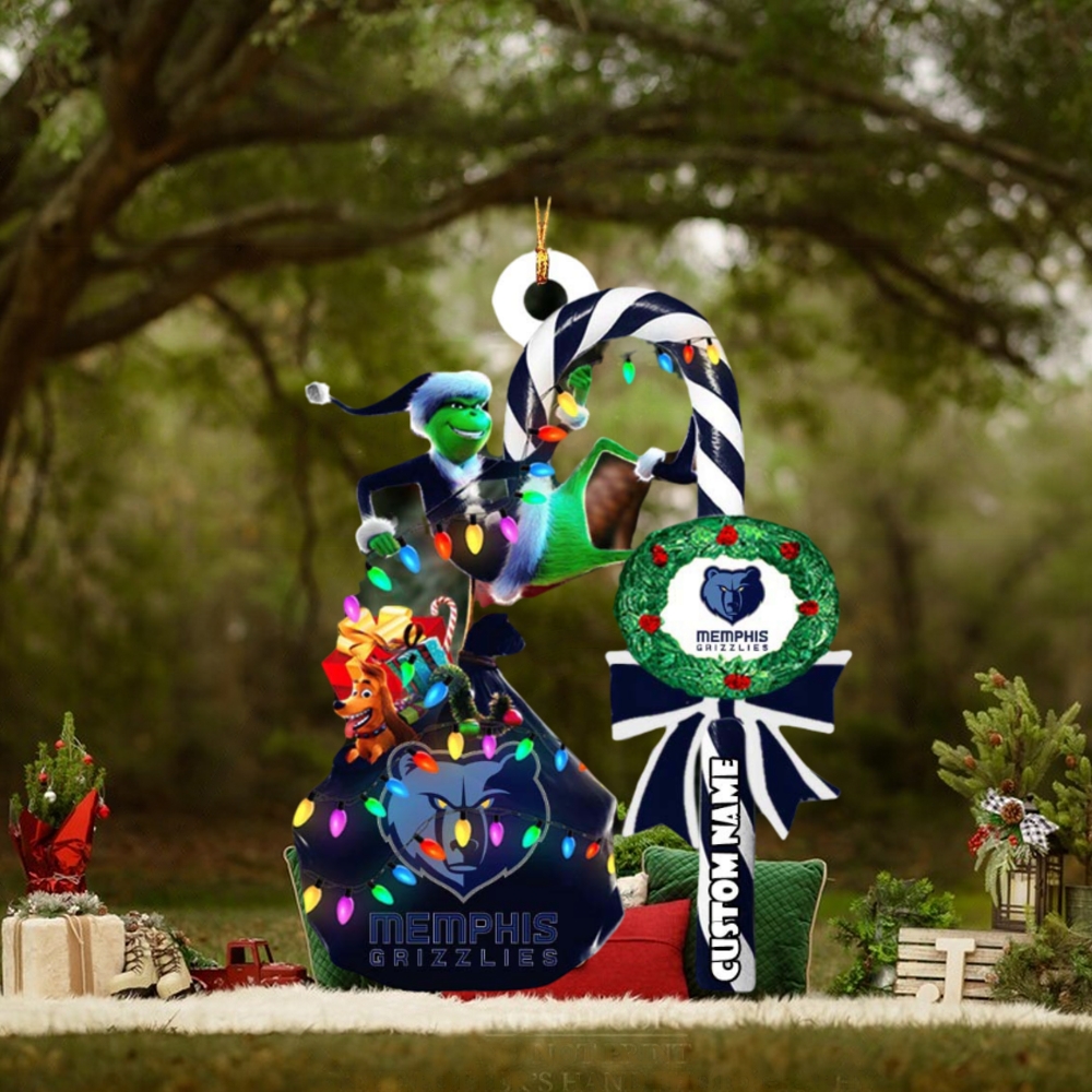 Memphis Grizzlies NBA Grinch Candy Cane Personalized Xmas Gifts Christmas Tree Decorations Ornament Memphis Grizzlies NBA Grinch Candy Cane Personalized Xmas Gifts Christmas Tree Decorations Ornament