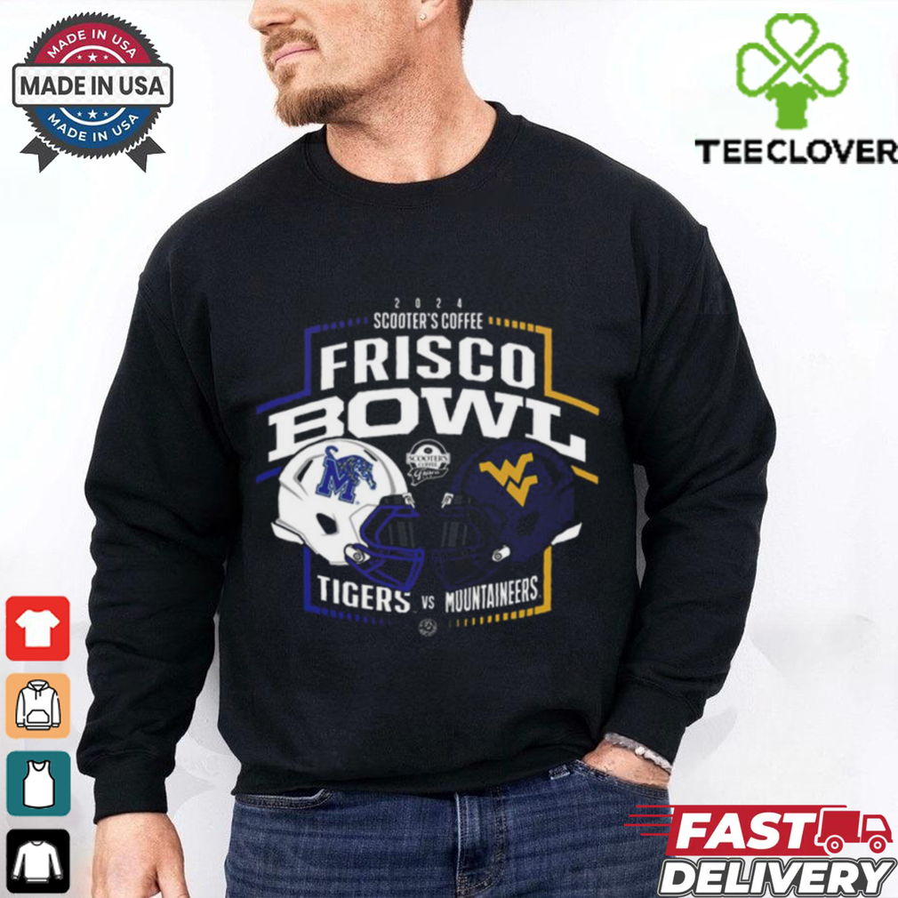 Memphis Tigers Vs West Virginia Mountaineers 2024 Scooter Coffee Frisco Bowl Unisex T Shirt Memphis Tigers Vs West Virginia Mountaineers 2024 Scooter Coffee Frisco Bowl Unisex T Shirt