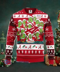 Men And Women Christmas Gift NCAA Alabama Crimson Tide Cute 12 Grinch Face Xmas Day 3D Ugly Christmas Sweater
