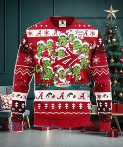 Men And Women Christmas Gift NCAA Alabama Crimson Tide Cute 12 Grinch Face Xmas Day 3D Ugly Christmas Sweater