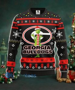Men And Women Christmas Gift NCAA Georgia Bulldogs Logo With Funny Grinch 3D Ugly Christmas Sweater For Fans