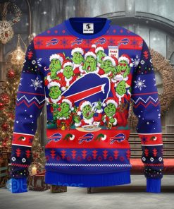 Men And Women Christmas Gift NFL Buffalo Bills Cute 12 Grinch Face Xmas Day 3D Ugly Christmas Sweater