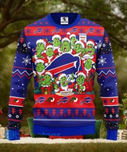 Men And Women Christmas Gift NFL Buffalo Bills Cute 12 Grinch Face Xmas Day 3D Ugly Christmas Sweater