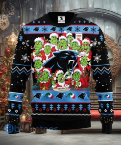 Men And Women Christmas Gift NFL Carolina Panthers Cute 12 Grinch Face Xmas Day 3D Ugly Christmas Sweater