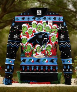 Men And Women Christmas Gift NFL Carolina Panthers Cute 12 Grinch Face Xmas Day 3D Ugly Christmas Sweater