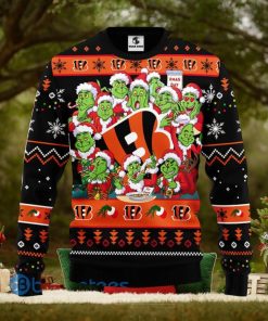 Men And Women Christmas Gift NFL Cincinnati Bengals Cute 12 Grinch Face Xmas Day 3D Ugly Christmas Sweater