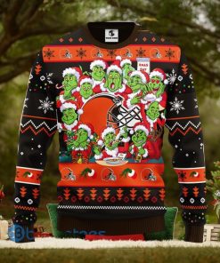 Men And Women Christmas Gift NFL Cleveland Browns Cute 12 Grinch Face Xmas Day 3D Ugly Christmas Sweater