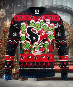 Men And Women Christmas Gift NFL Houston Texans Cute 12 Grinch Face Xmas Day 3D Ugly Christmas Sweater