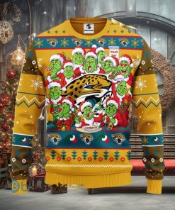 Men And Women Christmas Gift NFL Jacksonville Jaguars Cute 12 Grinch Face Xmas Day 3D Ugly Christmas Sweater