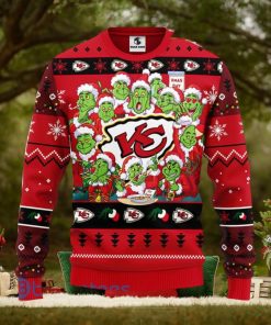 Men And Women Christmas Gift NFL Kansas City Chiefs Cute 12 Grinch Face Xmas Day 3D Ugly Christmas Sweater