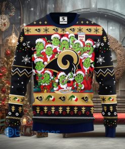 Men And Women Christmas Gift NFL Los Angeles Rams Cute 12 Grinch Face Xmas Day 3D Ugly Christmas Sweater