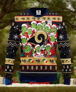 Men And Women Christmas Gift NFL Los Angeles Rams Cute 12 Grinch Face Xmas Day 3D Ugly Christmas Sweater