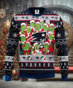 Men And Women Christmas Gift NFL New England Patriots Cute 12 Grinch Face Xmas Day 3D Ugly Christmas Sweater
