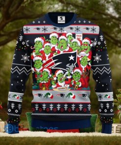 Men And Women Christmas Gift NFL New England Patriots Cute 12 Grinch Face Xmas Day 3D Ugly Christmas Sweater