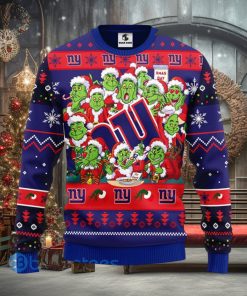 Men And Women Christmas Gift NFL New York Giants Cute 12 Grinch Face Xmas Day 3D Ugly Christmas Sweater