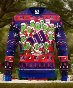 Men And Women Christmas Gift NFL New York Giants Cute 12 Grinch Face Xmas Day 3D Ugly Christmas Sweater