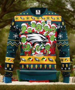 Men And Women Christmas Gift NFL Philadelphia Eagles Cute 12 Grinch Face Xmas Day 3D Ugly Christmas Sweater