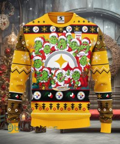 Men And Women Christmas Gift NFL Pittsburgh Steelers Cute 12 Grinch Face Xmas Day 3D Ugly Christmas Sweater