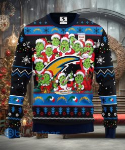 Men And Women Christmas Gift NFL San Diego Chargers Cute 12 Grinch Face Xmas Day 3D Ugly Christmas Sweater