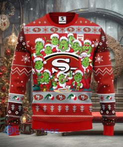 Men And Women Christmas Gift NFL San Francisco 49ers Cute 12 Grinch Face Xmas Day 3D Ugly Christmas Sweater
