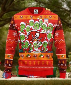 Men And Women Christmas Gift NFL Tampa Bay Buccaneers Cute 12 Grinch Face Xmas Day 3D Ugly Christmas Sweater