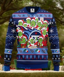 Men And Women Christmas Gift NFL Tennessee Titans Cute 12 Grinch Face Xmas Day 3D Ugly Christmas Sweater