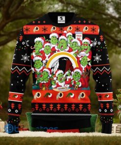 Men And Women Christmas Gift NFL Washington Redskins Cute 12 Grinch Face Xmas Day 3D Ugly Christmas Sweater