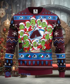 Men And Women Christmas Gift NHL Colorado Avalanche Cute 12 Grinch Face Xmas Day 3D Ugly Christmas Sweater
