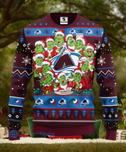 Men And Women Christmas Gift NHL Colorado Avalanche Cute 12 Grinch Face Xmas Day 3D Ugly Christmas Sweater