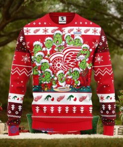 Men And Women Christmas Gift NHL Detroit Red Wings Cute 12 Grinch Face Xmas Day 3D Ugly Christmas Sweater