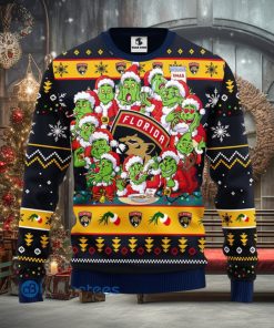 Men And Women Christmas Gift NHL Florida Panthers Cute 12 Grinch Face Xmas Day 3D Ugly Christmas Sweater