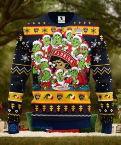 Men And Women Christmas Gift NHL Florida Panthers Cute 12 Grinch Face Xmas Day 3D Ugly Christmas Sweater