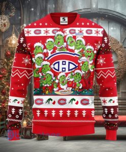Men And Women Christmas Gift NHL Montreal Canadians Cute 12 Grinch Face Xmas Day 3D Ugly Christmas Sweater