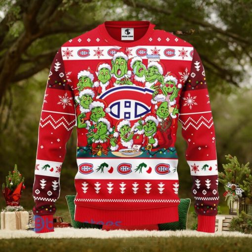 Men And Women Christmas Gift NHL Montreal Canadians Cute 12 Grinch Face Xmas Day 3D Ugly Christmas Sweater