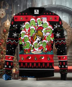 Men And Women Christmas Gift NHL Ottawa Senators Cute 12 Grinch Face Xmas Day 3D Ugly Christmas Sweater