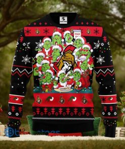 Men And Women Christmas Gift NHL Ottawa Senators Cute 12 Grinch Face Xmas Day 3D Ugly Christmas Sweater