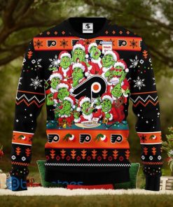 Men And Women Christmas Gift NHL Philadelphia Flyers Cute 12 Grinch Face Xmas Day 3D Ugly Christmas Sweater