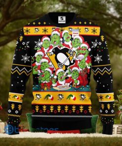 Men And Women Christmas Gift NHL Pittsburgh Penguins Cute 12 Grinch Face Xmas Day 3D Ugly Christmas Sweater