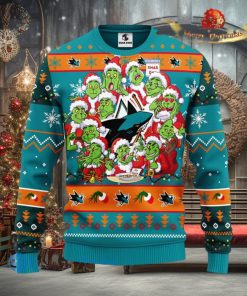 Men And Women Christmas Gift NHL San Jose Sharks Cute 12 Grinch Face Xmas Day 3D Ugly Christmas Sweater
