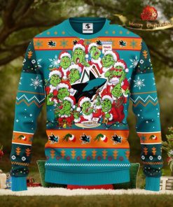 Men And Women Christmas Gift NHL San Jose Sharks Cute 12 Grinch Face Xmas Day 3D Ugly Christmas Sweater