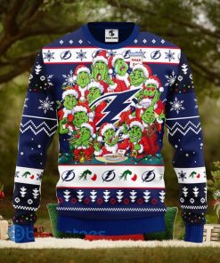 Men And Women Christmas Gift NHL Tampa Bay Lightning Cute 12 Grinch Face Xmas Day 3D Ugly Christmas Sweater