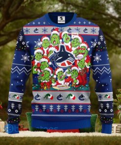 Men And Women Christmas Gift NHL Vancouver Canucks Cute 12 Grinch Face Xmas Day 3D Ugly Christmas Sweater