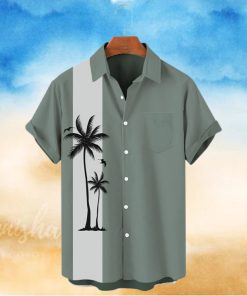 Men s Beach Coconut Tree Print Vintage Bowling Style Hawaiian Shirt