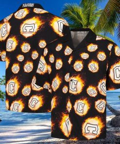 Men s Cleveland Guardians Black Flame Fireball hawaiian shirt