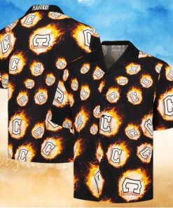 Men s Cleveland Guardians Black Flame Fireball hawaiian shirt