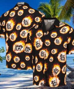 Men s St  Louis Cardinals Black Flame Fireball hawaiian shirt