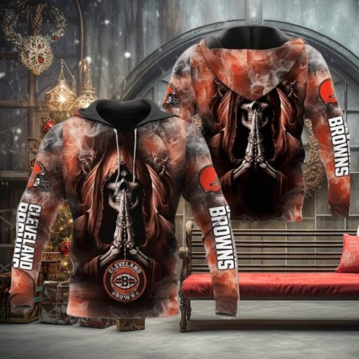 Mens 3D Graphic Hoodie Cleveland Browns Smoke Gift