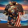 Men’s American Flag Eagle Print Collar Trendy Hawaiian Shirt