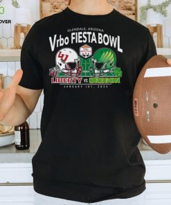 Men's Blue 84 Black Oregon Ducks vs. Liberty Flames 2024 Fiesta Bowl Matchup T Shirt